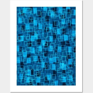 Blue Rectangle Pattern Posters and Art